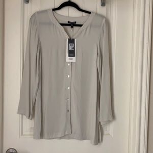 Eileen Fisher Silk Ballet Neck Shell BONE Beige